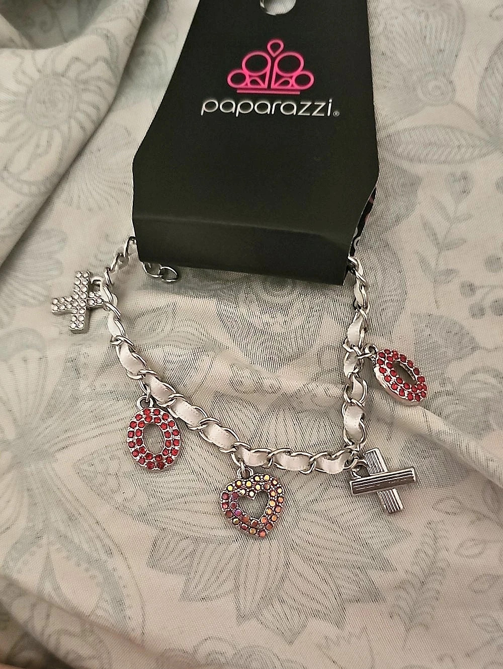 Paparazzi Courting Change - Red Charm Bracelet in Silver & Red